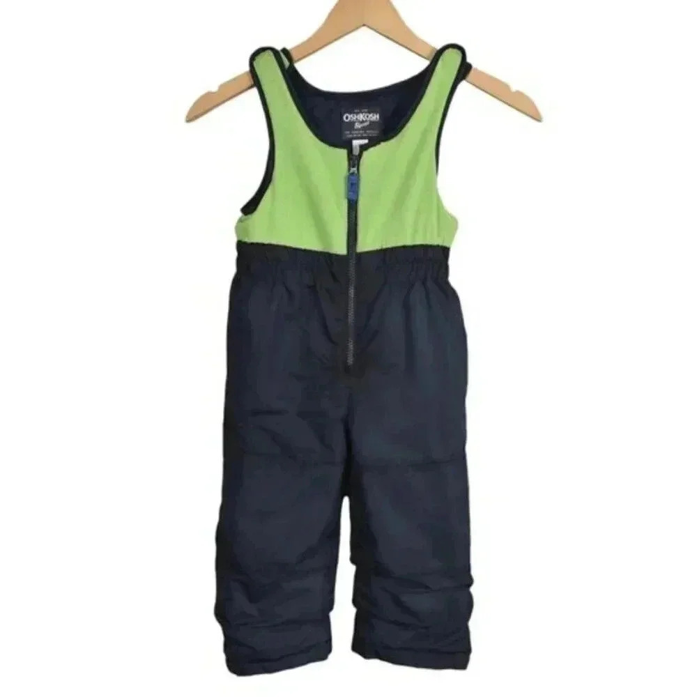 OshKosh B'Gosh Bib Winter Snow Pants Blue Green Skiing Size 3T